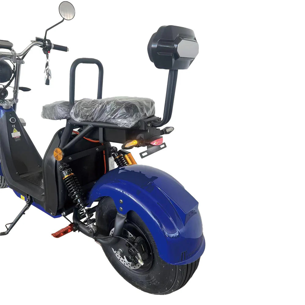 Scuter Electric 2 Persoane, Viteză Limitată 25 km/h – Fără Permis, Viteza maxima 45 km/h, Autonomie 45 km, Motor 1500W, Baterie 20Ah, Suspensie Hidraulică, COC Inclus