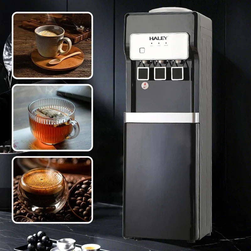 Dozator de Apă HALEY cu Compresor, Apă Caldă și Rece, 550W/95W, Inox, Protecție Copii, Negru