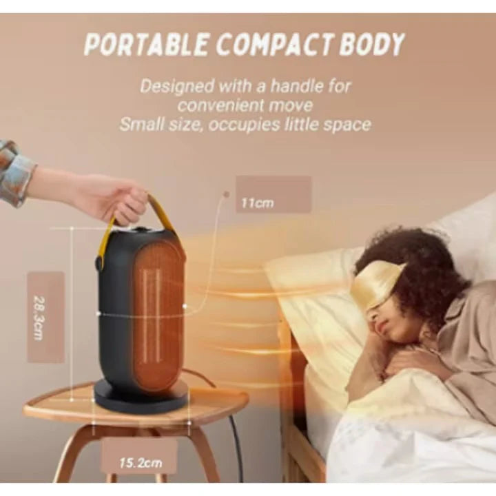 Aeroterma PTC cu ventilator, AT PERFORMANCE®,1200W, Oscilatie, 3 trepte de putere, sistem siguranta, Negru.