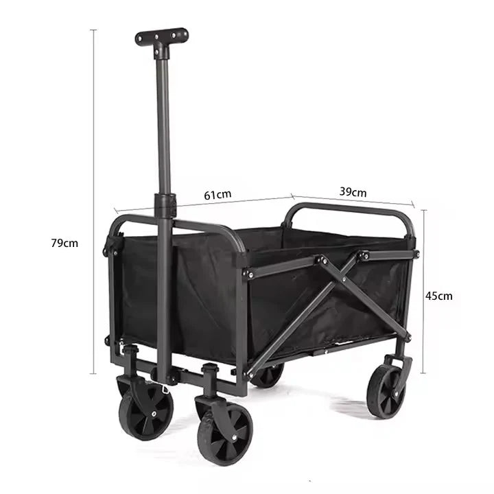 Cărucior Pliabil Transport Marfă AT Performance, Capacitate 100 kg, Manere Ajustabile, 67×46×36 cm, Negru – Ideal pentru Grădină, Camping, Plajă, Shopping