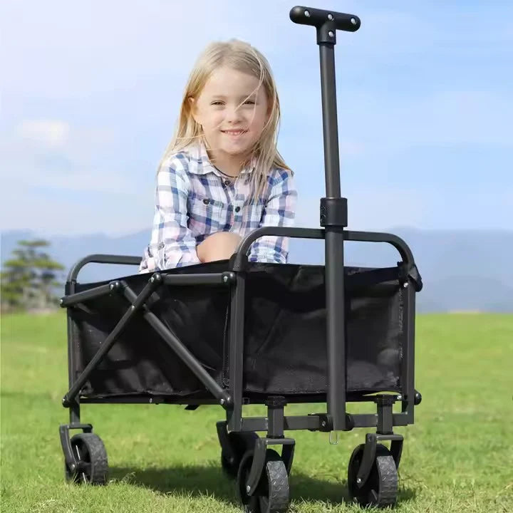 Cărucior Pliabil Transport Marfă AT Performance, Capacitate 100 kg, Manere Ajustabile, 67×46×36 cm, Negru – Ideal pentru Grădină, Camping, Plajă, Shopping