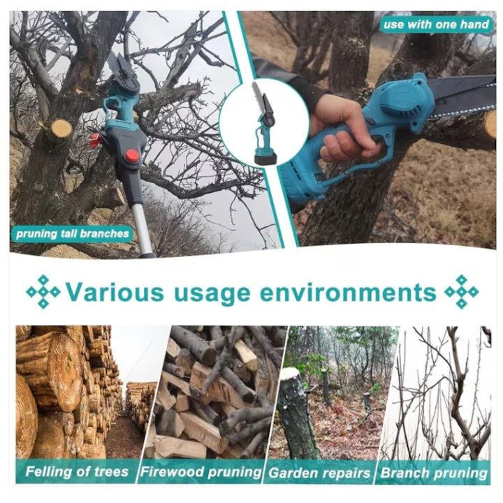 Mini Drujba cu 2 Acumulatori, 36V, cu Brat 2.13m Telescopic, Unghi de Taiere Reglabil