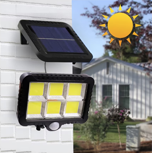 Proiector Solar Avansat cu 120 LED-uri si Senzor de Miscare: Iluminare Eficienta si Ecologica pentru Spatiile Exterioare