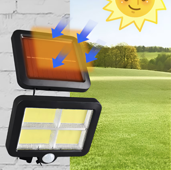 Proiector Solar Avansat cu 120 LED-uri si Senzor de Miscare: Iluminare Eficienta si Ecologica pentru Spatiile Exterioare
