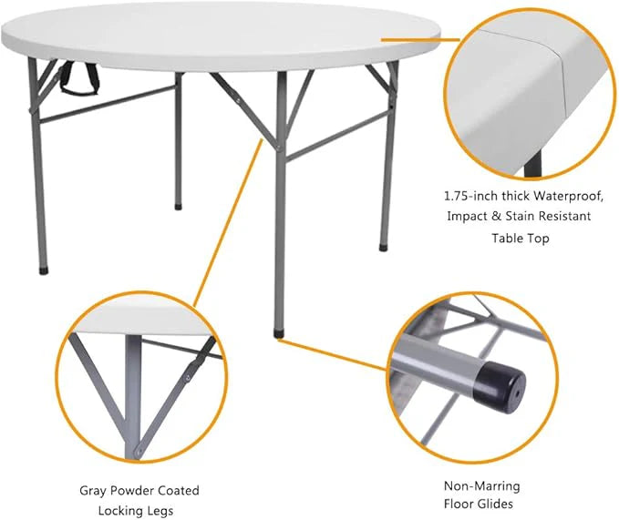 Masă Rotundă Pliabilă 155 cm AT PERFORMANCE® – Ideală pentru Nunți, Botezuri, Petreceri, Camping, Grătar și Evenimente