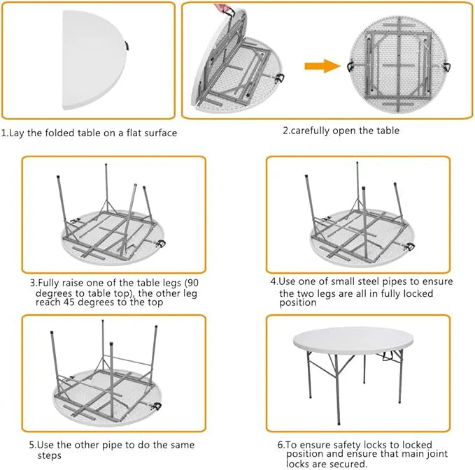 Masă Rotundă Pliabilă 155 cm AT PERFORMANCE® – Ideală pentru Nunți, Botezuri, Petreceri, Camping, Grătar și Evenimente