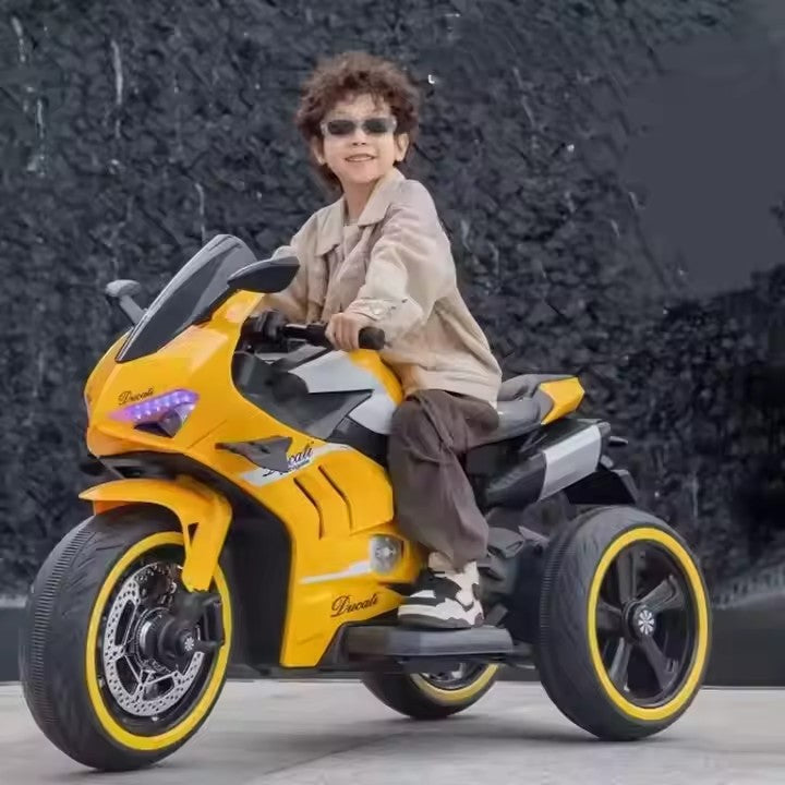 Motocicletă Electrică pentru Copii AT PERFORMANCE®, 12V, 3 Roți, Lumină și Sunet, Mers cu Spatele, Baterie Inclusă