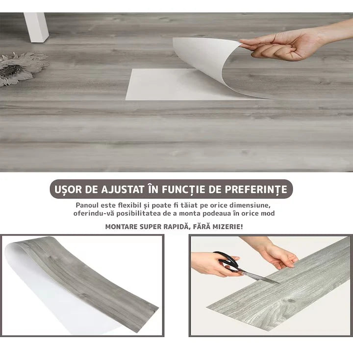 Set 36 Placi, De Pardoseala, AT PERFORMANCE®, durabil, autoadezive, PVC, 914.4mm x152.4mm, mm 5 m²/box, Gri dungi nou