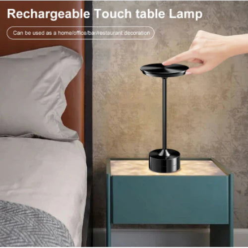 Lampa Led din metal, pentru Restaurante, Mese, Hoteluri, Birouri, reincarcabila prin USB, cu touch, Gold / Negru