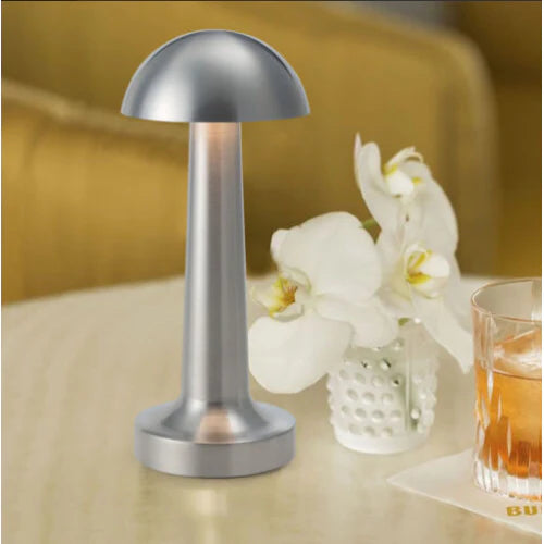 Lampa de birou, At Performance, portabila ciupercuta, 22 cm, Argintie / Gold