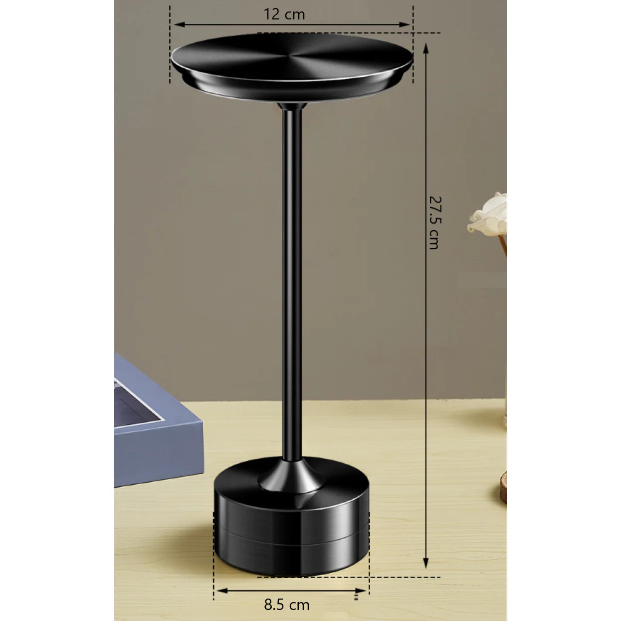 Lampa Led din metal, pentru Restaurante, Mese, Hoteluri, Birouri, reincarcabila prin USB, cu touch, Gold / Negru