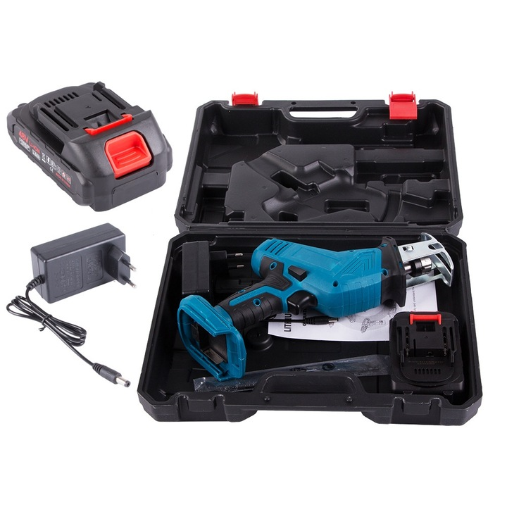 Fierastrau tip sabie, AT PERFORMANCE®, 3000 RPM DE 36V, 2 Baterii, 4 Panze, led iluminare, ABS/Metal.