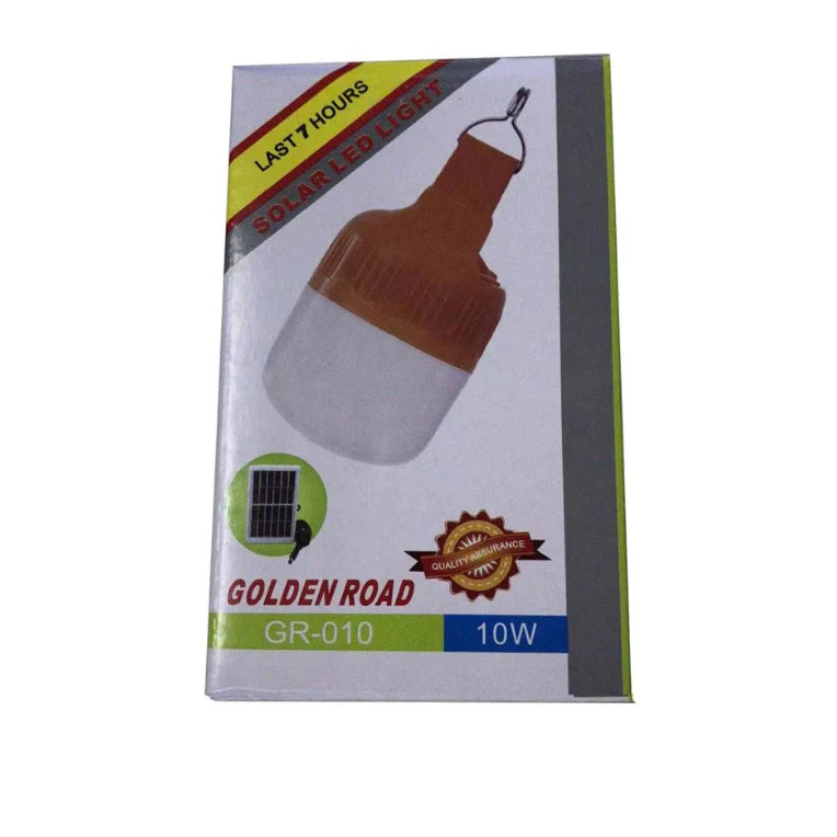 Bec LED, Incarcare Solar, Putere 10W, Exterior, 3 intensitati a luminii, Mod SOS, Luminare intermitenta, Panou Solar 6V, Buton ON/OFF, Incarcare 6 - 10 h, Culoare Portocaliu