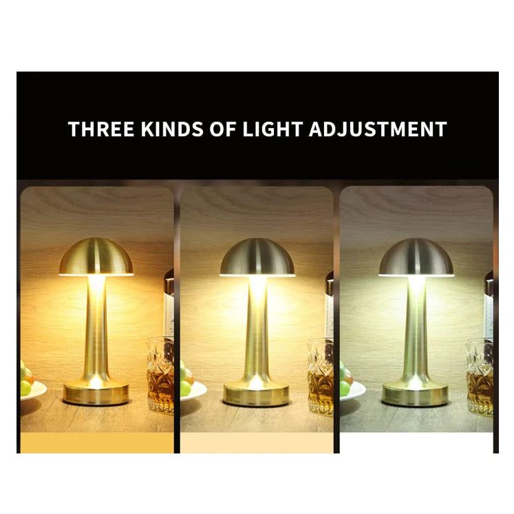 Lampa de birou, At Performance, portabila ciupercuta, 22 cm, Argintie / Gold