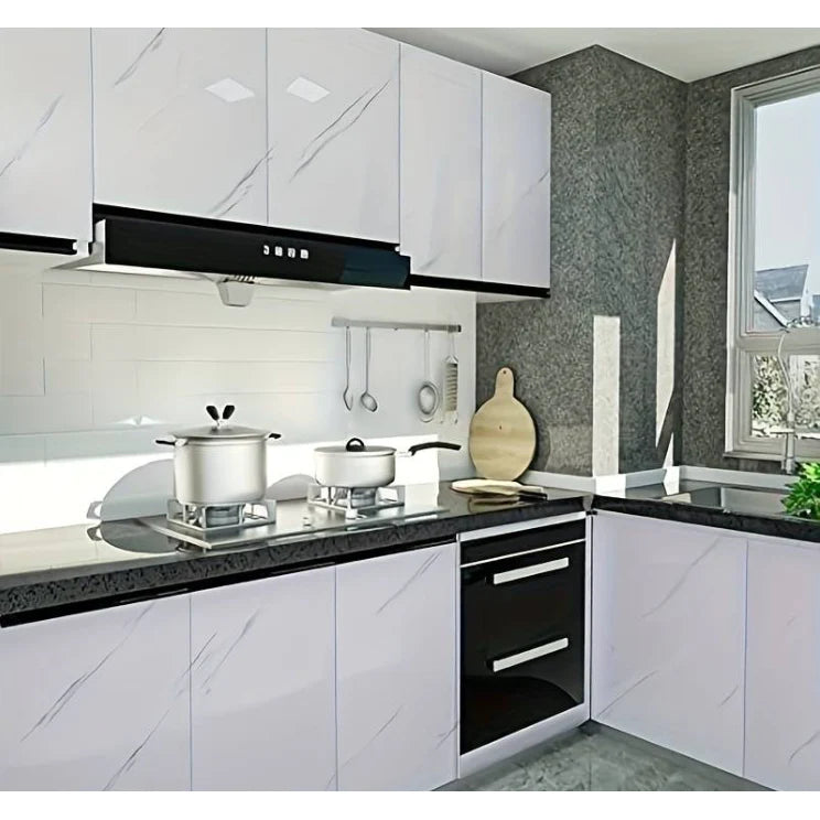 Rola tapet modern, imitatie de marmura At Performance rezistent, la apa, compact, autoadeziv, 60cmx 300 m, alb