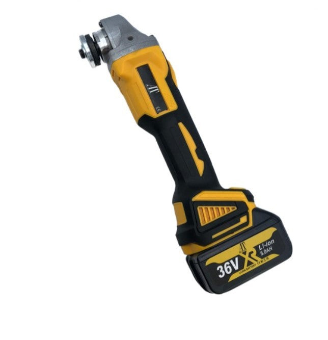 Polizor unghiular (Flex), cu 2 acumulatori 36 V, 10 Ah, 2 discuri incluse 12000 Rpm, 125 mm, statie incarcare, valiza inclusa si accesorii, Negru/Galben