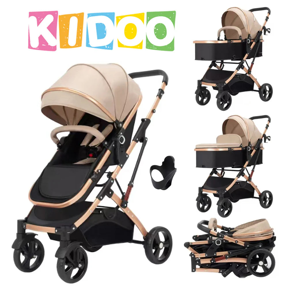 Carucior, 2 in 1 KIDOO® – Cărucior Pliabil cu Fața Inversă pentru Bebeluși cu Diverse Moduri, Cărucior Reglabil și Culisant