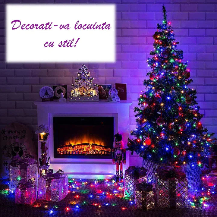 Instalație Crăciun 50m, 240 LED-uri, Multicolor, interior/exterior,8 Jocuri Lumini, AT PERFORMANCE