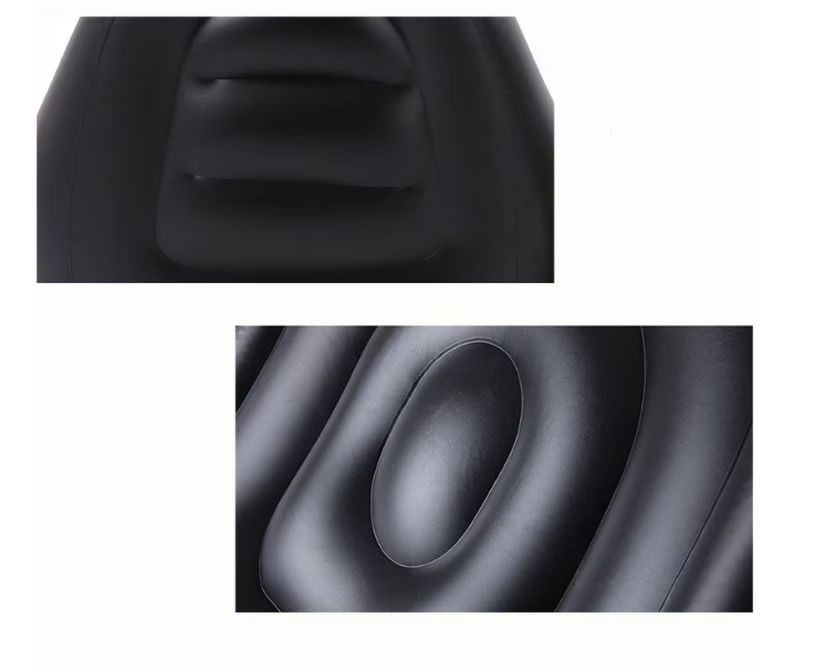 Fotoliu gonflabil cu taburet, pentru exterior si interior, Sarcina maxima 120 kg, 125 x 100 cm, Negru/Gri