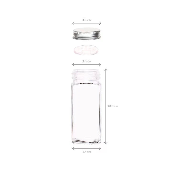 Set 24 Sticluțe Condimente AT PERFORMANCE® – Sticlă cu Capac Aluminiu, Etichete RO, Palnie, Marker și Periuță