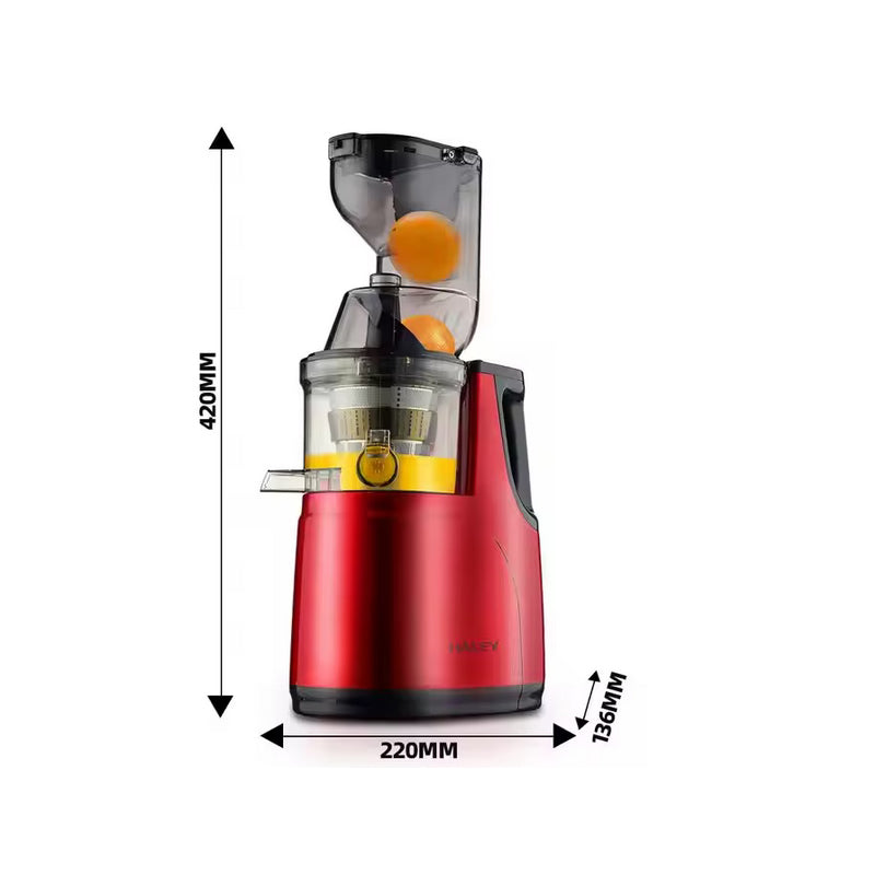 Storcator de Citrice Electric HALEY, stoarcere lenta, 150 W, 500 ml, Rosu/Negru