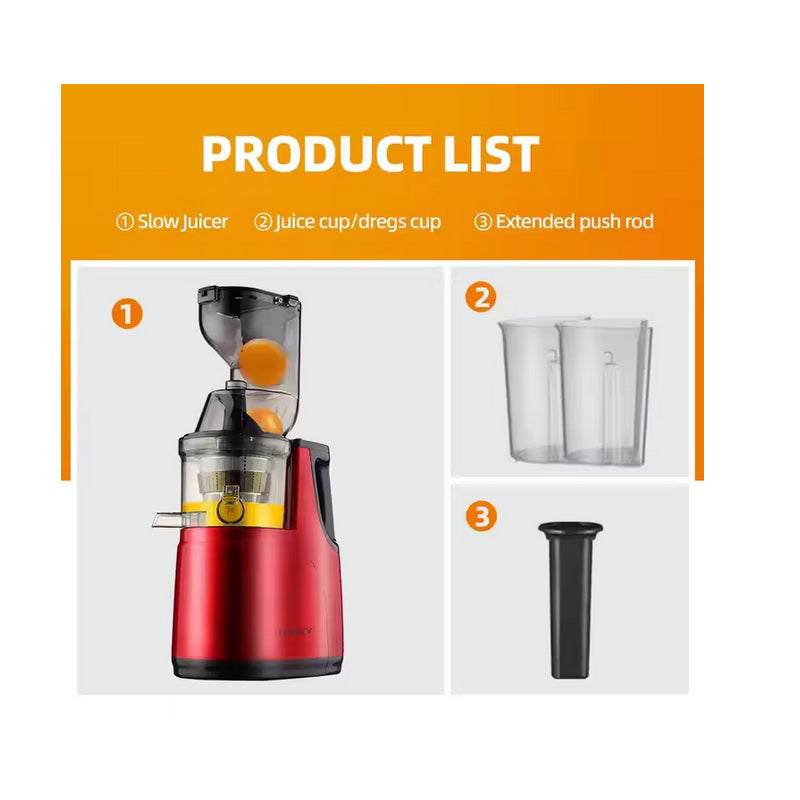 Storcator de Citrice Electric HALEY, stoarcere lenta, 150 W, 500 ml, Rosu/Negru