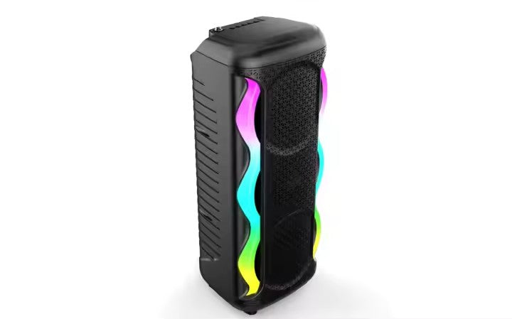 Boxa Portabila AT PERFORMANCE®, cu Lumini RGB, Putere 200W, MP3, USB, Bluetooth, TF, WIFI, Slot Microfon, Acumulator, Negru
