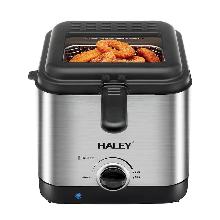 Friteuza Electrică Haley HY-2505 – 1000W de Eficiență, Capacitate 2.5L & Control Avansat al Temperaturii, Design Argintiu Modern