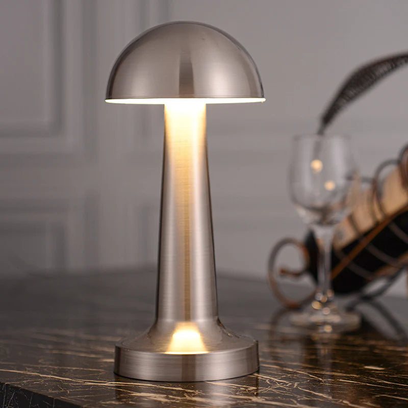 Lampa de birou, At Performance, portabila ciupercuta, 22 cm, Argintie / Gold
