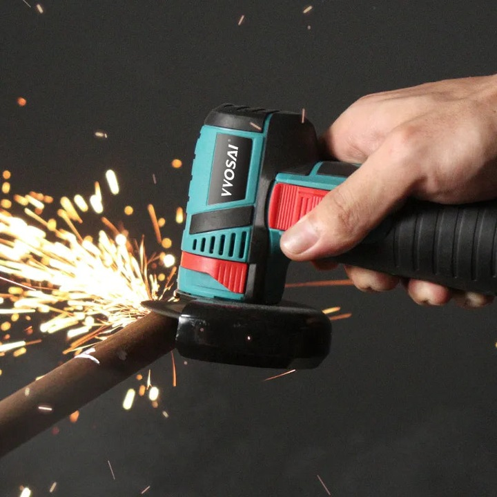 Mini Polizor Flex Unghiular Portabil, AT PERFORMANCE®, 2 acumulatori 12V, 750W, 1500 mAh, 19500 rpm, 6 discuri 76 mm, Autonomie Mare, Portocaliu/Negru.