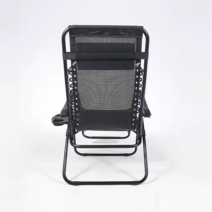 Sezlong Portabil AT PERFORMANCE®, de Lux, Modern, Scaun Reclinabil, Pliabil pentru Plajă și Grădină, cu Suport pentru Pahare