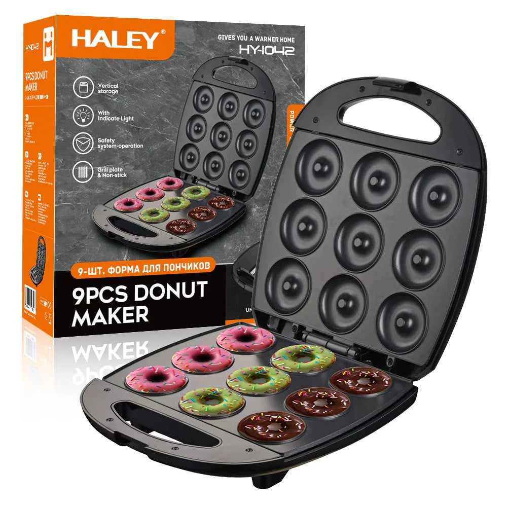 Mini Gogosi / Waffle Maker profesional din oțel inoxidabil, cu plăci antiaderente și design compact – Model HALEY HY-1042